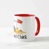 Mug Chick à la retraite sur la plage (Devant droit)