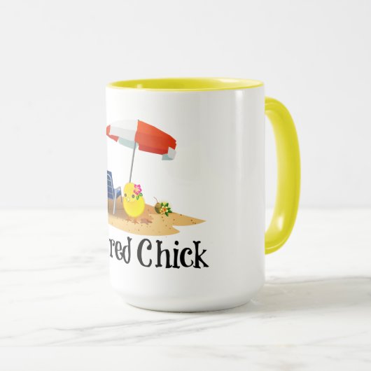 Mug Chick à la retraite sur la plage (Devant droit)