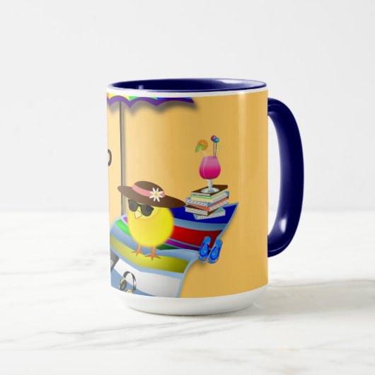 Mug Chick retraité à la plage (Devant droit)