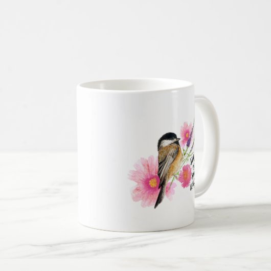 Mug Chickadee Black Capped Aquarelle Avec Dit (Devant droit)