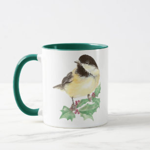 Mug Chickadee mignon de Noël, Oiseau, Faune sainte