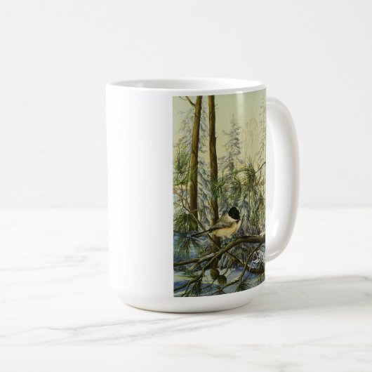 Mug "Chickadee noir" de Charlie Rapsky, 325 ml (Devant droit)