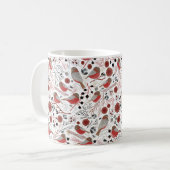 Mug Chickadees Rouge Vacances Motif Avec Floral (Devant gauche)