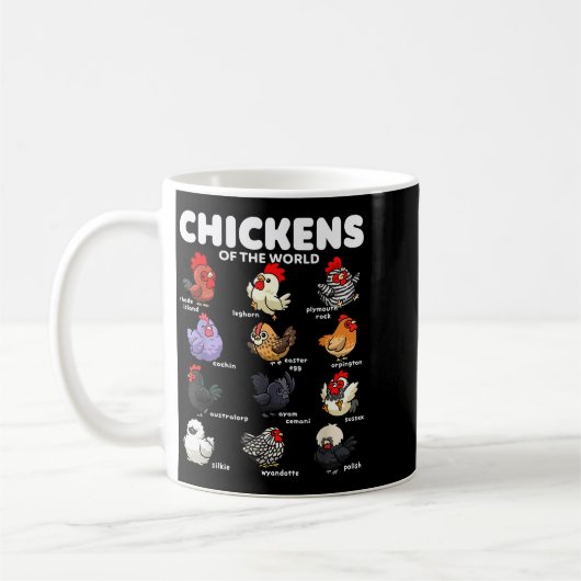 Mug Chickens Of The World Funny Cartoon Chicken Breeds (Gauche)