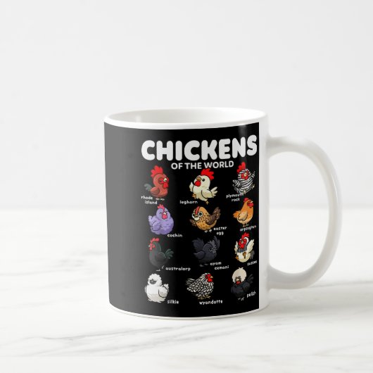 Mug Chickens Of The World Funny Cartoon Chicken Breeds (Droite)