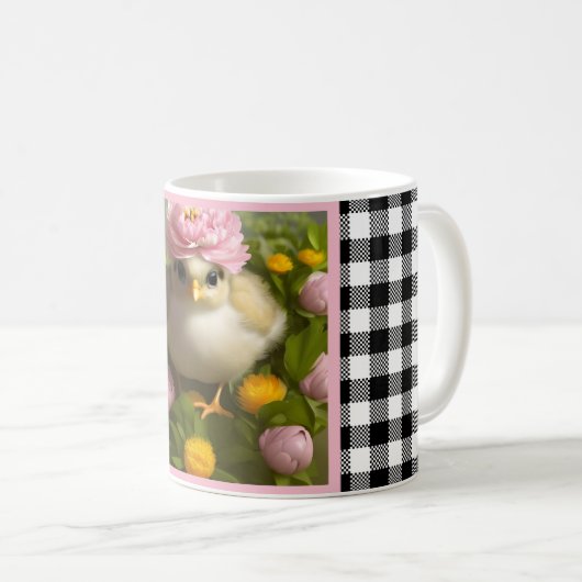 Mug Chicots mignons et fleurs Printemps (Devant droit)