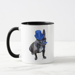 Mug Chien à tête bleue avec chapeau bleu et moustache