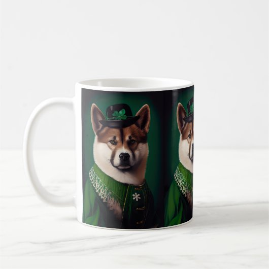 Mug Chien akita en tenue de la Saint Patrick's Day (Gauche)