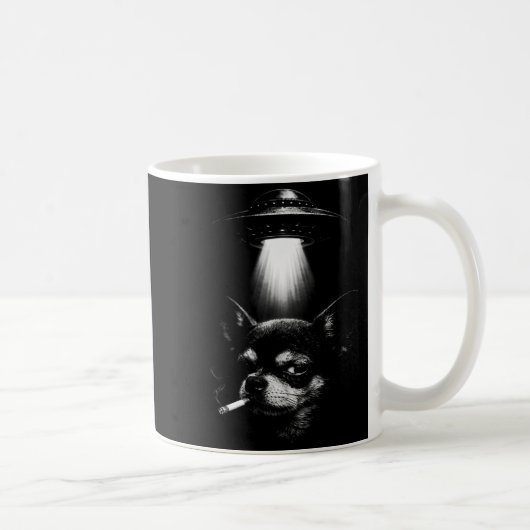 Mug Chien Alien Fumant Un Cigarette Ufo Tee Drôle Chih (Droite)