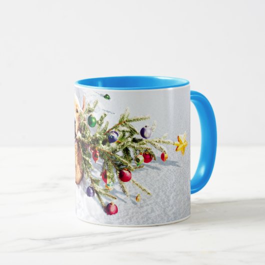 Mug Chien avec arbre en neige (Devant droit)