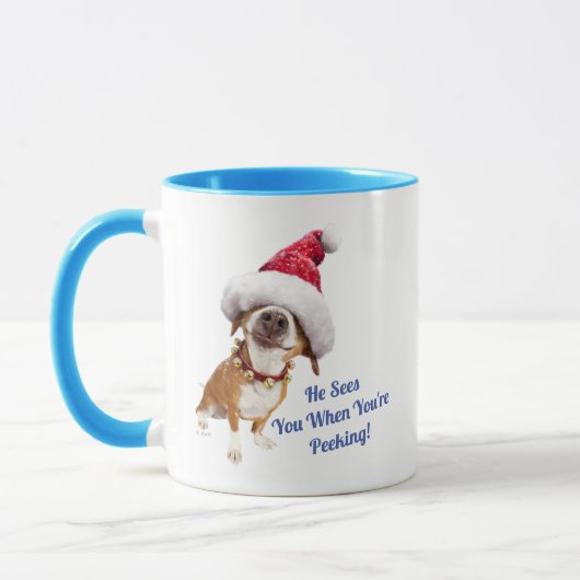 Mug Chien avec un grand chapeau de Père Noël (Gauche)