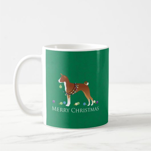 Mug Chien Basenji Joyeux Noël Design (Gauche)
