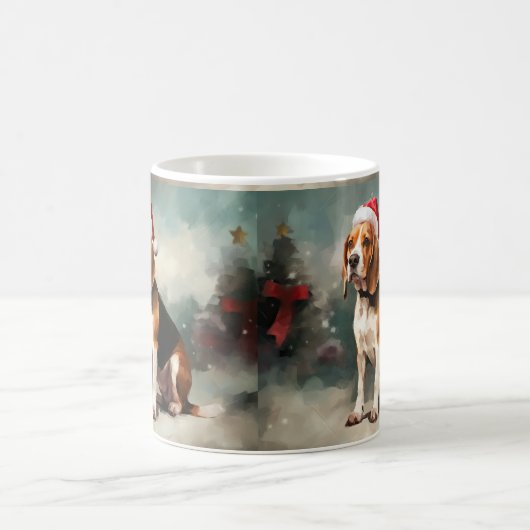 Mug Chien beagle à Noël de neige (Centre)