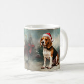 Mug Chien Beagle dans la neige de Noël (Devant droit)