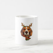 Mug Chien beagle Noël Rendeer Santa Hat Funny Noël (Centre)