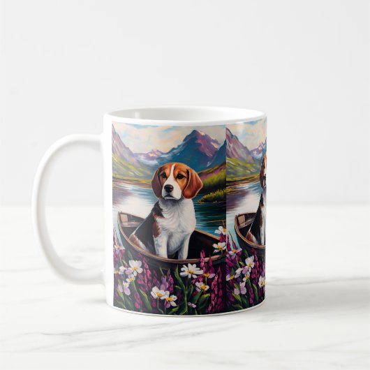 Mug Chien beagle sur une pagaie : une aventure Pittore (Gauche)