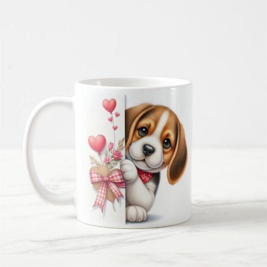Mug "Chien Beagle Valentin - Mignonne Chien À Thème D' (Gauche)