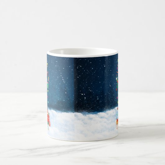 Mug Chien berger allemand en neige avec cadeaux de Noë (Centre)