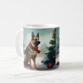 Mug Chien berger allemand en Noël de neige (Devant gauche)