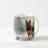 Mug Chien berger allemand en Noël de neige (Devant droit)