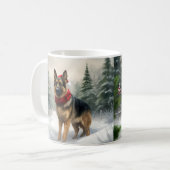 Mug Chien berger allemand en Noël de neige (Devant gauche)