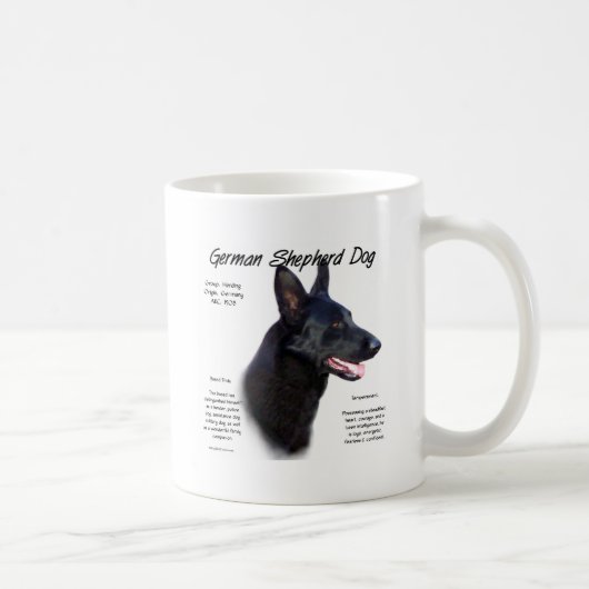 Mug Chien berger allemand (noir) Conception de l'histo (Droite)