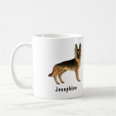 Mug Chien Berger Allemand Noir Et Tan Avec Nom Personn (Gauche)