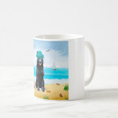 Mug Chien berger allemand noir sur la plage (Devant droit)