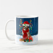 Mug Chien berger australien en neige cadeau de Noël (Gauche)