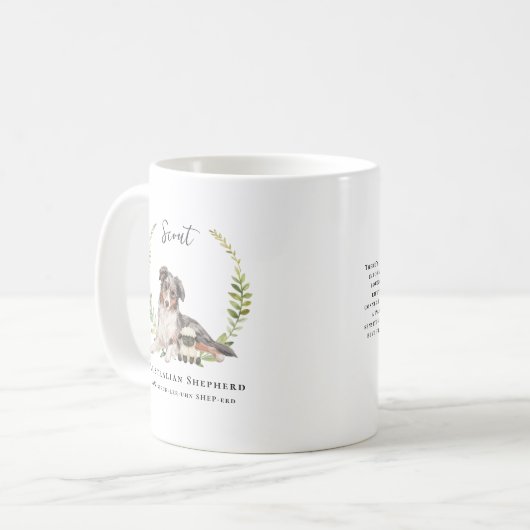 Mug Chien berger australien | Monogramme (Devant gauche)