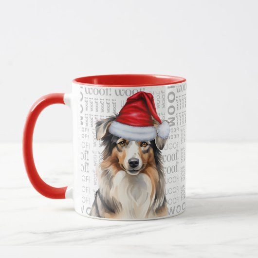 Mug Chien berger australien Père Noël Noël (Gauche)