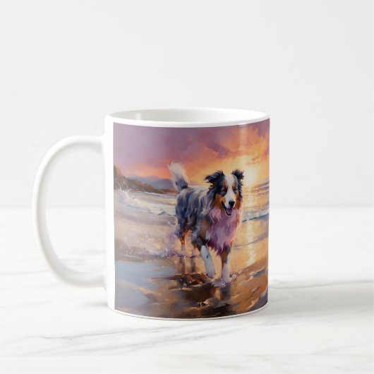 Mug Chien berger australien sable sur coucher de solei (Gauche)