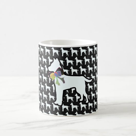Mug Chien Blanc Avec Nœud Noir  (Centre)