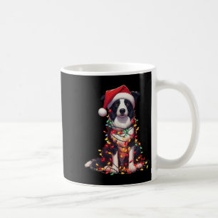 Mug Chien Border Collie Lumières de Noël Chapeau de Pè