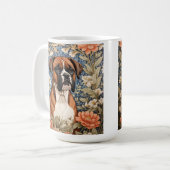 Mug Chien Boxer Élégant Inspiré de William Morris (Devant gauche)
