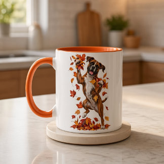 Mug Chien Boxer Feuilles d'Automne