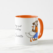 Mug Chien Canard Funny Love Script Nom personnalisé (Devant droit)
