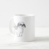 Mug Chien caricature gris mou et blanc chiite Tzu (Devant gauche)