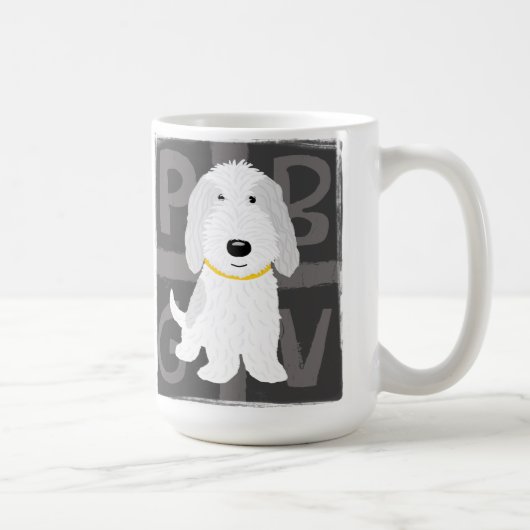 Mug Chien caricature mignon gris et blanc PBGV (Droite)