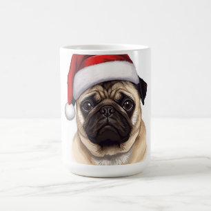 Mug Chien Carlin Chapeau de Père Noël Art de Noël Joye
