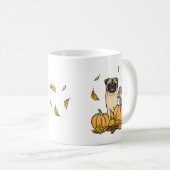 Mug Chien Carlin d'automne (fawn) Citrouille mignon Fe (Devant droit)