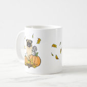 Mug Chien Carlin d'automne (fawn) Citrouille mignon Fe (Devant gauche)
