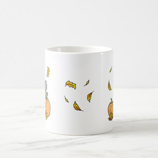 Mug Chien Carlin d'automne (fawn) Citrouille mignon Fe (Centre)