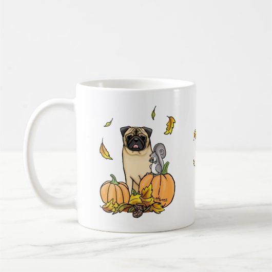 Mug Chien Carlin d'automne (fawn) Citrouille mignon Fe (Gauche)