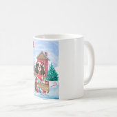 Mug Chien Cavalier King dans la maison de Noël enneigé (Devant droit)