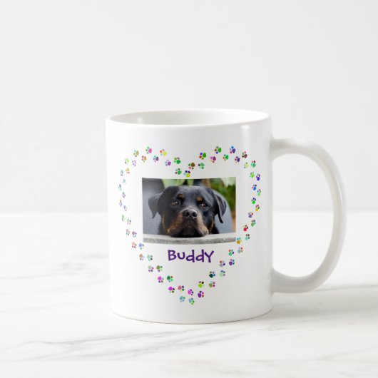 Mug Chien Chat Pet Amour Empreintes de pattes Coeur Ph (Droite)