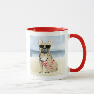 Mug Chien chaud   Chiot En Lunettes De Soleil À La Pla