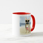 Mug Chien chaud | Chiot En Lunettes De Soleil À La Pla (Devant droit)