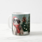 Mug Chien chinois japonais à Noël de neige (Devant gauche)