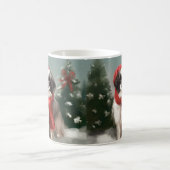Mug Chien chinois japonais à Noël de neige (Centre)